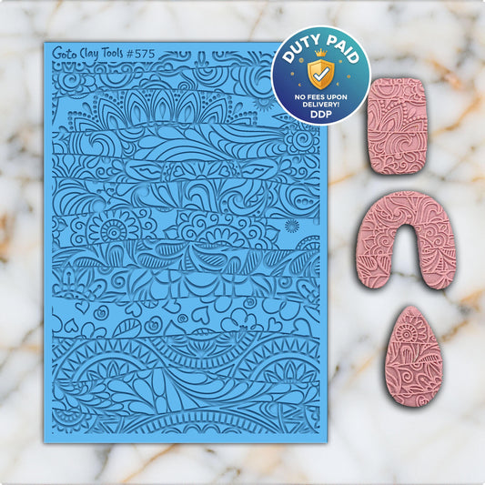 Doodle Rubber Texture Mat for Polymer Clay Jewelry (#575)