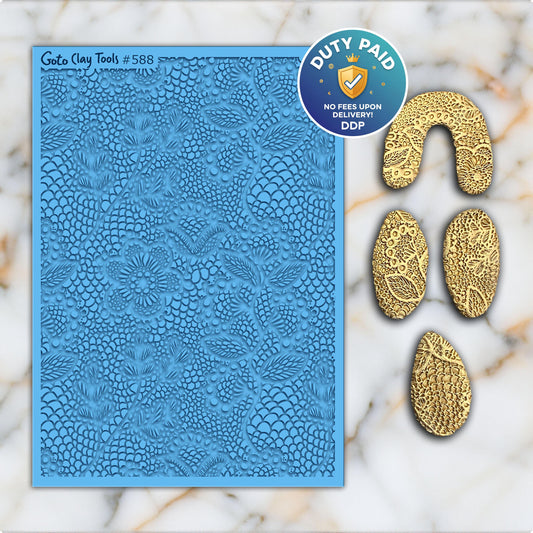 Crochet Lace Rubber Texture Mat for Polymer Clay Jewelry #588