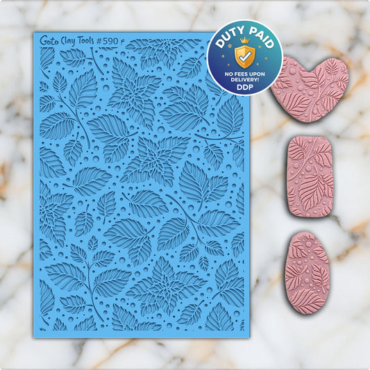 Leaves Texture Mat for Polymer Clay: Rubber Tile, Jewelry Making #590