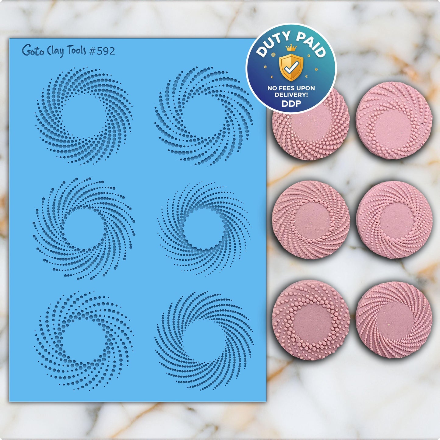 Halftone Circle Rubber Texture Mat for Polymer Clay (#592)