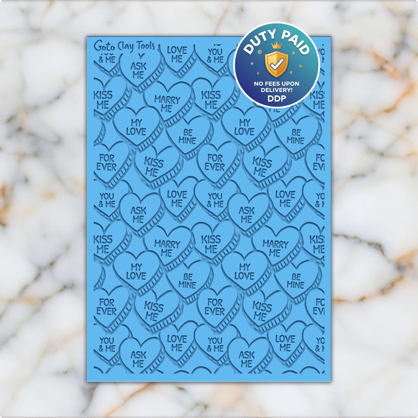 Valentine Heart Rubber Texture Mat for Polymer Clay (74mm X 105mm)