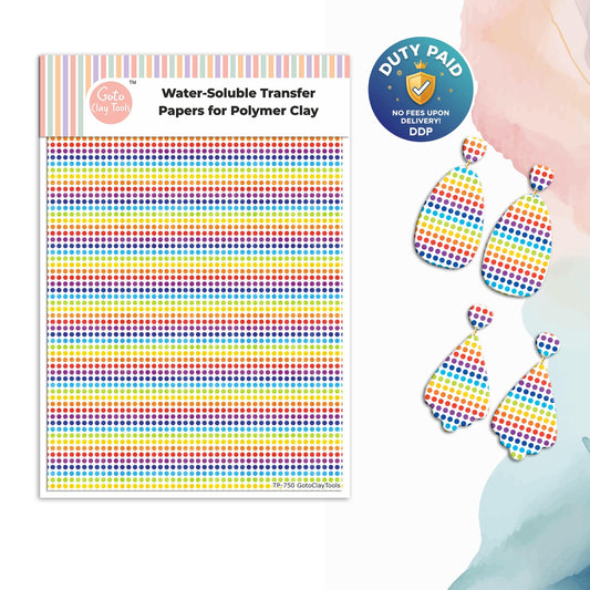 Rainbow Dots Transfer Paper for Polymer Clay: Water Soluble (4x5.5 inches) #750