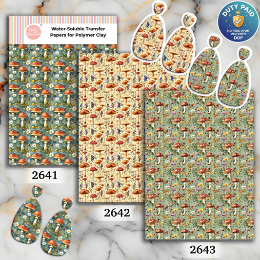 Mushroom Transfer paper for polymer Clay Earring Making - Water Soluble Transfer Sheet 4x5.5 in #TP26-3