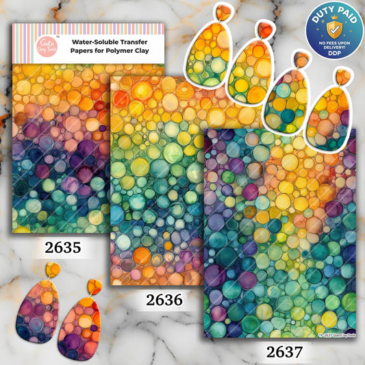 Colorful bubbles Transfer paper for polymer Clay Earring Making - Water Soluble Transfer Sheet 4x5.5 in #TP26-11
