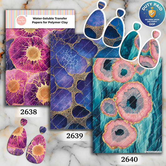 Ocean Iris Transfer paper for polymer Clay Earring Making - Water Soluble Transfer Sheet 4x5.5 in #TP26-1