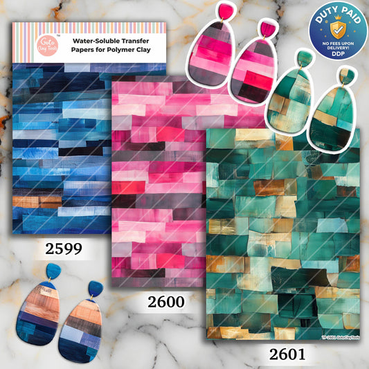 Abstract Storkes Transfer paper for polymer Clay Earring Making - Water Soluble Transfer Sheet 4x5.5 in #TP26-18