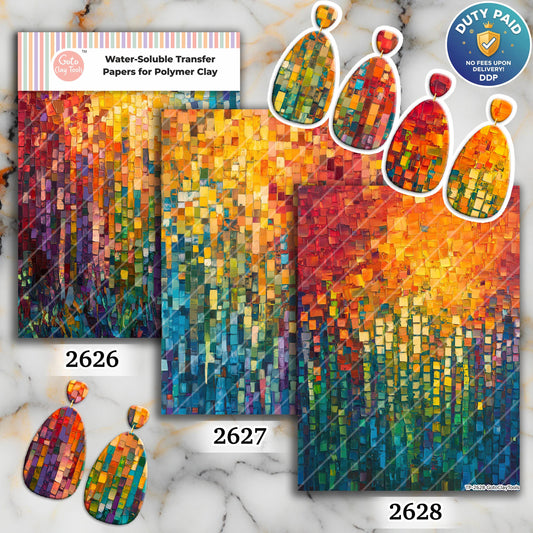 Abstract painting Transfer paper for polymer Clay Earring Making - Water Soluble Transfer Sheet 4x5.5 in #TP26-5