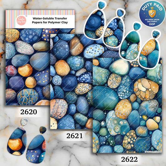 Underwater River Rocks Water soluble Transfer paper for polymer Clay Earring Making - 4x5.5 in #TP26-20