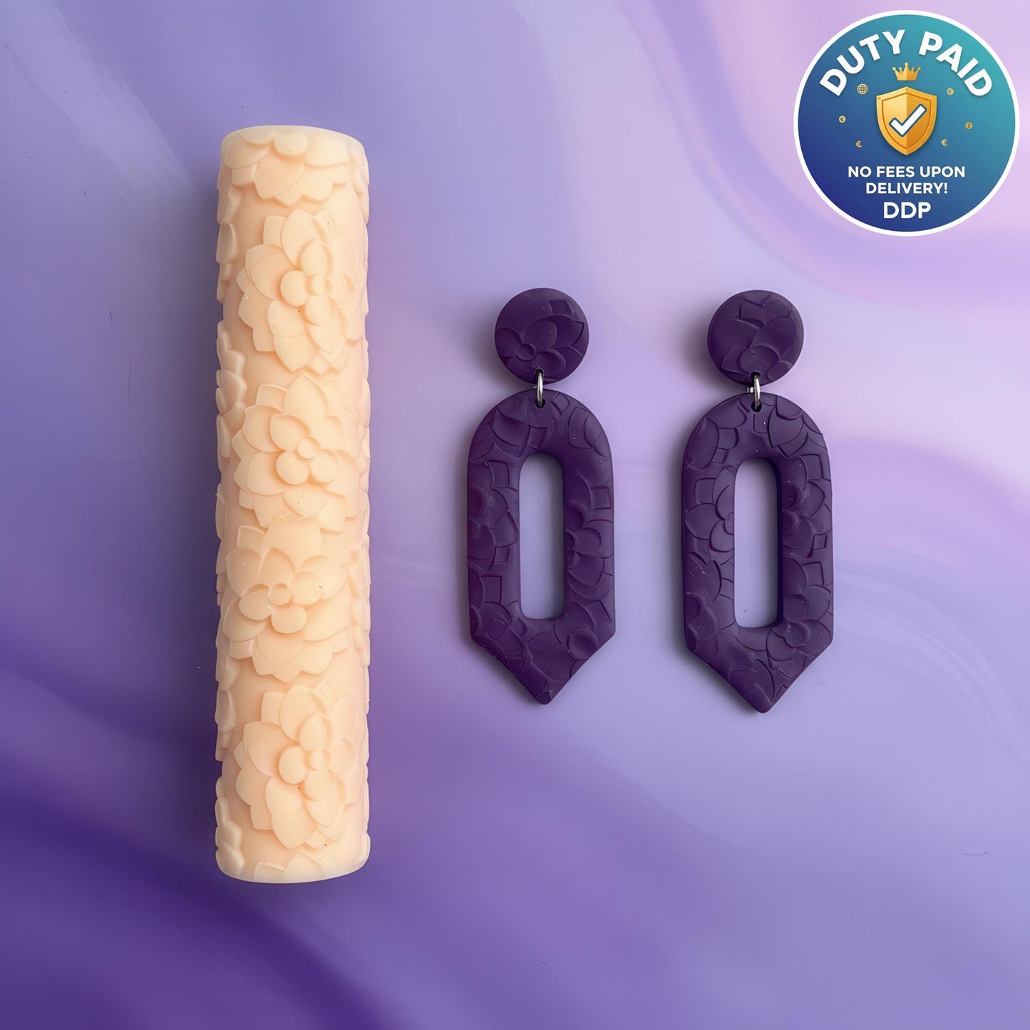 Floral Clay Texture Roller: Resin Polymer Clay Tool #108
