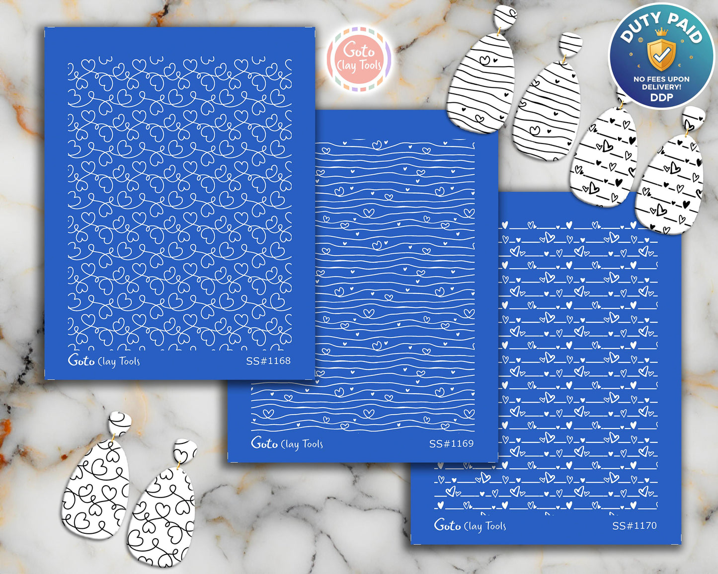 Heart String Polymer Clay Silkscreen for Earring Making (3.74x4.92" Printable Area