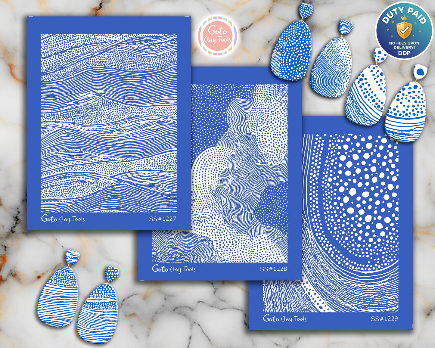 Organic Wave & Flowing Line Silkscreen for Polymer Clay | Abstract Landscape Dot Texture Print Screen 9.5×12.5 cm #SS26-13