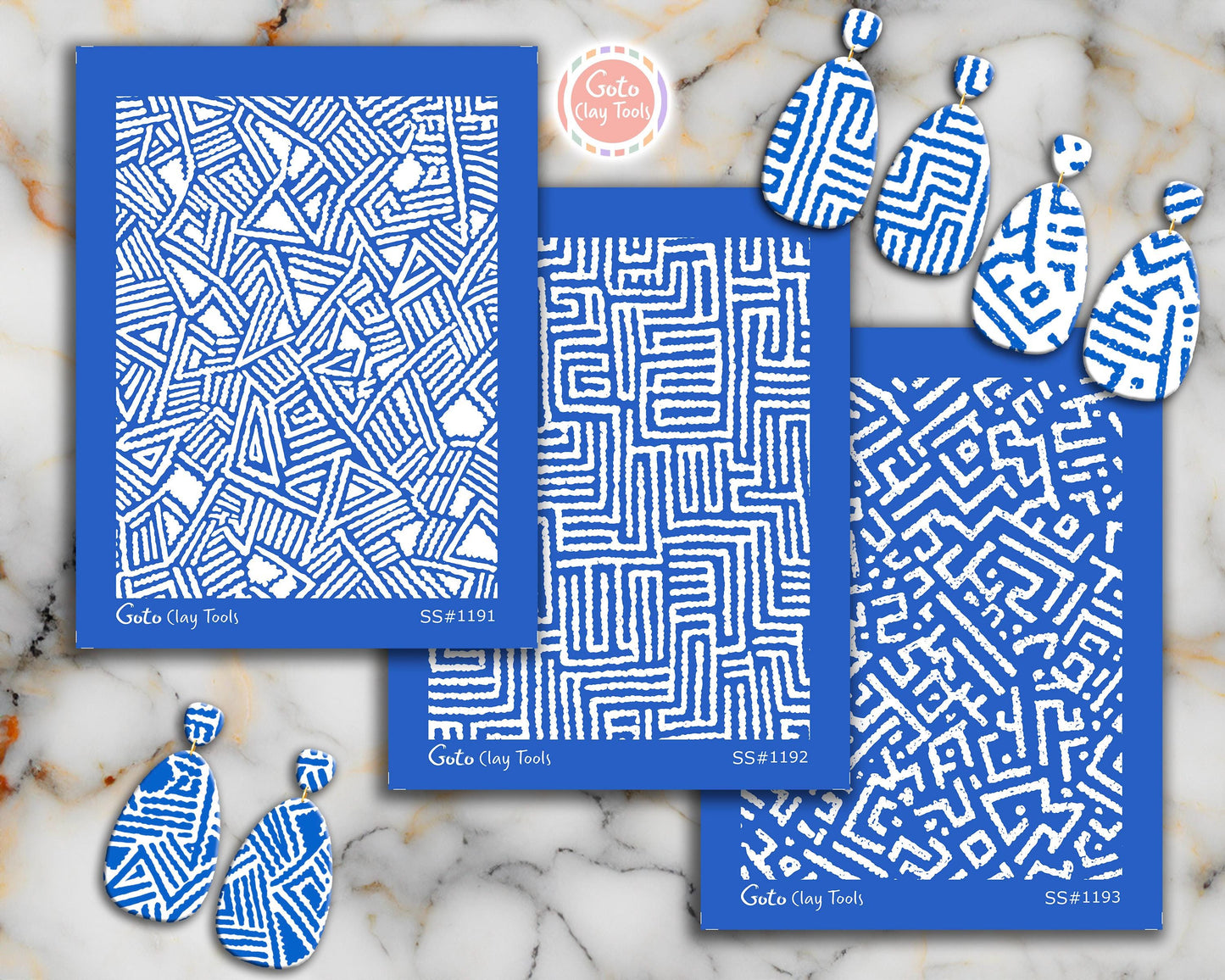 Abstract Geometric Maze Silk Screens for Polymer Clay | Tribal Line Art Patterns | 9.5 x 12.5 cm Printable Silkscreens #SS26-1