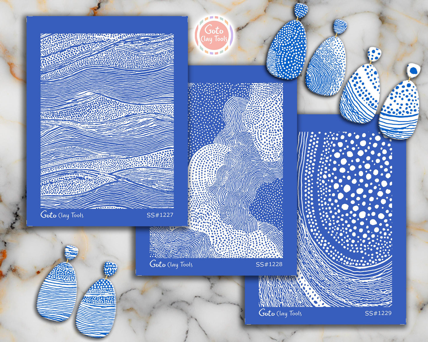 Organic Wave & Flowing Line Silkscreen for Polymer Clay | Abstract Landscape Dot Texture Print Screen 9.5×12.5 cm #SS26-13