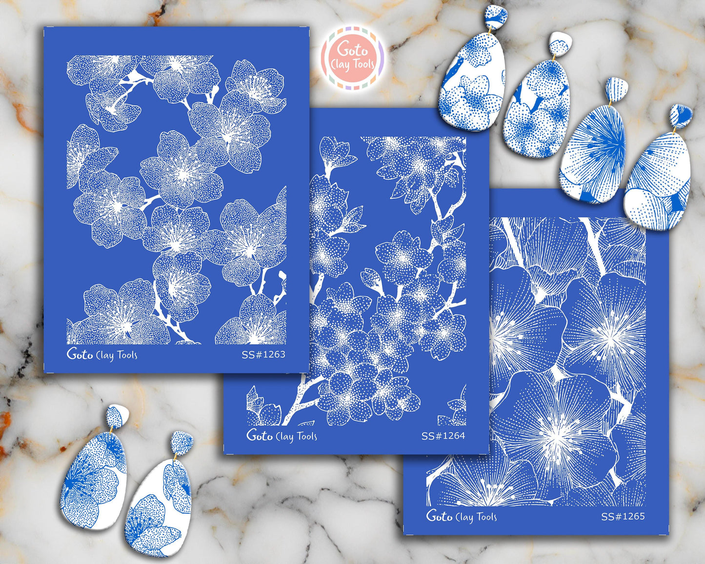 Cherry Blossom Floral Silkscreen Set for Polymer Clay | Botanical Flower Line Art Texture | 9.5x12.5 cm Printable #SS26-25
