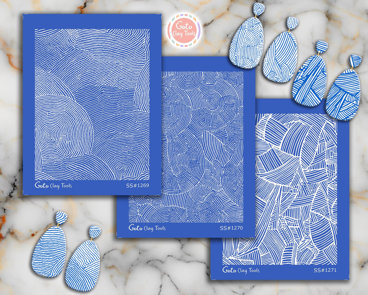 Abstract Linework Texture Silkscreen Set for Polymer Clay | Woodgrain & Topographic Pattern | 9.5x12.5 cm Printable #SS26-27