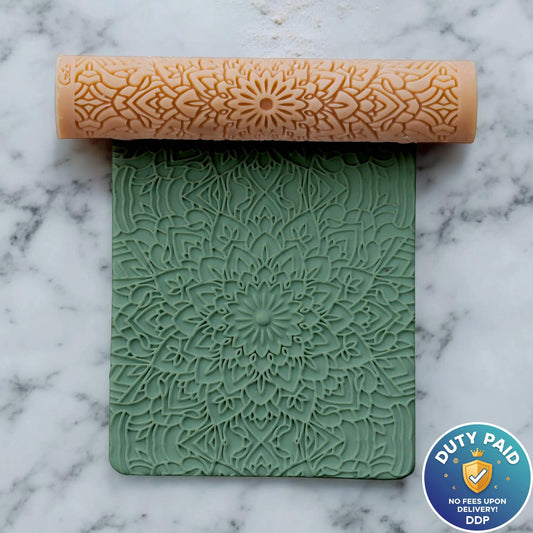 Mandala Texture Roller: Resin Clay Imprint Tool for Earrings #128