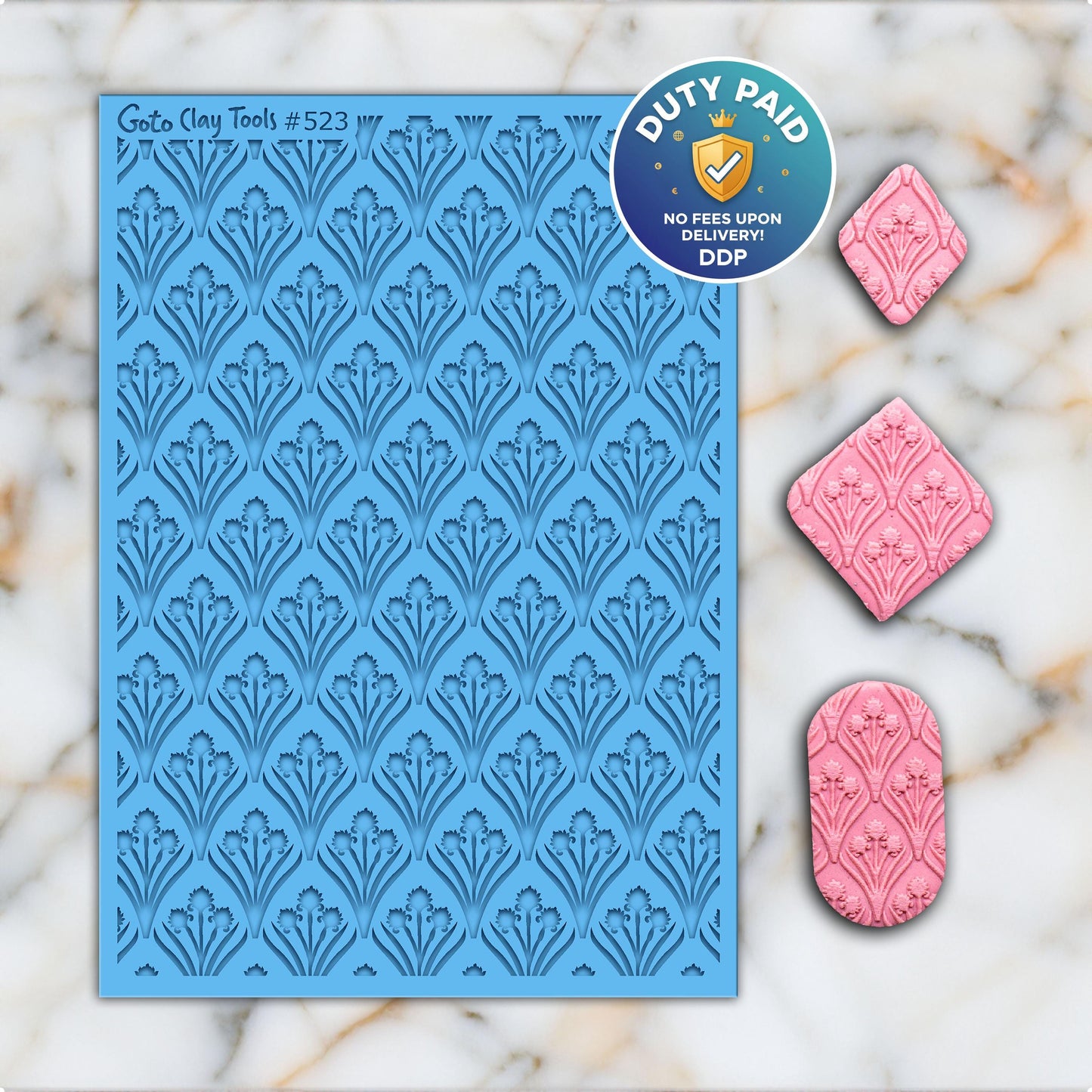 Art Deco Rubber Texture Mat for Polymer Clay Jewelry #523
