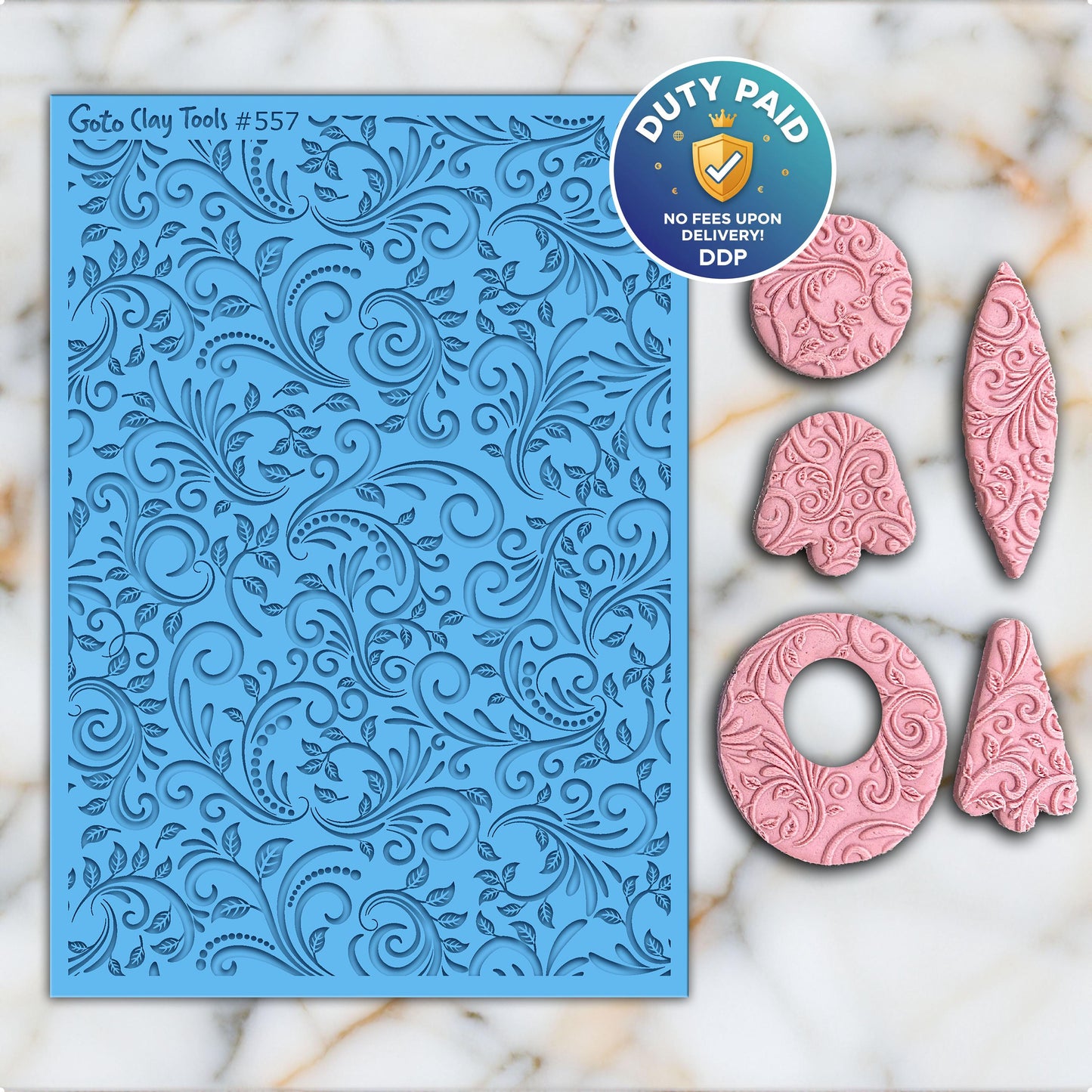 Ornamental Rubber Texture Mat for Polymer Clay Jewelry (#557)