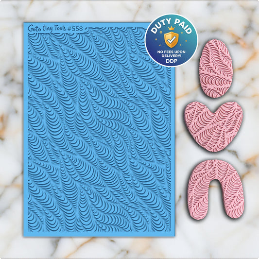 Waves Texture Mat for Polymer Clay: Rubber Texture Sheet #558
