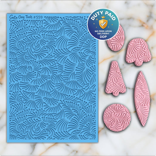 Ornamental Texture Mat for Polymer Clay Jewelry: Rubber Tile Sheet #559