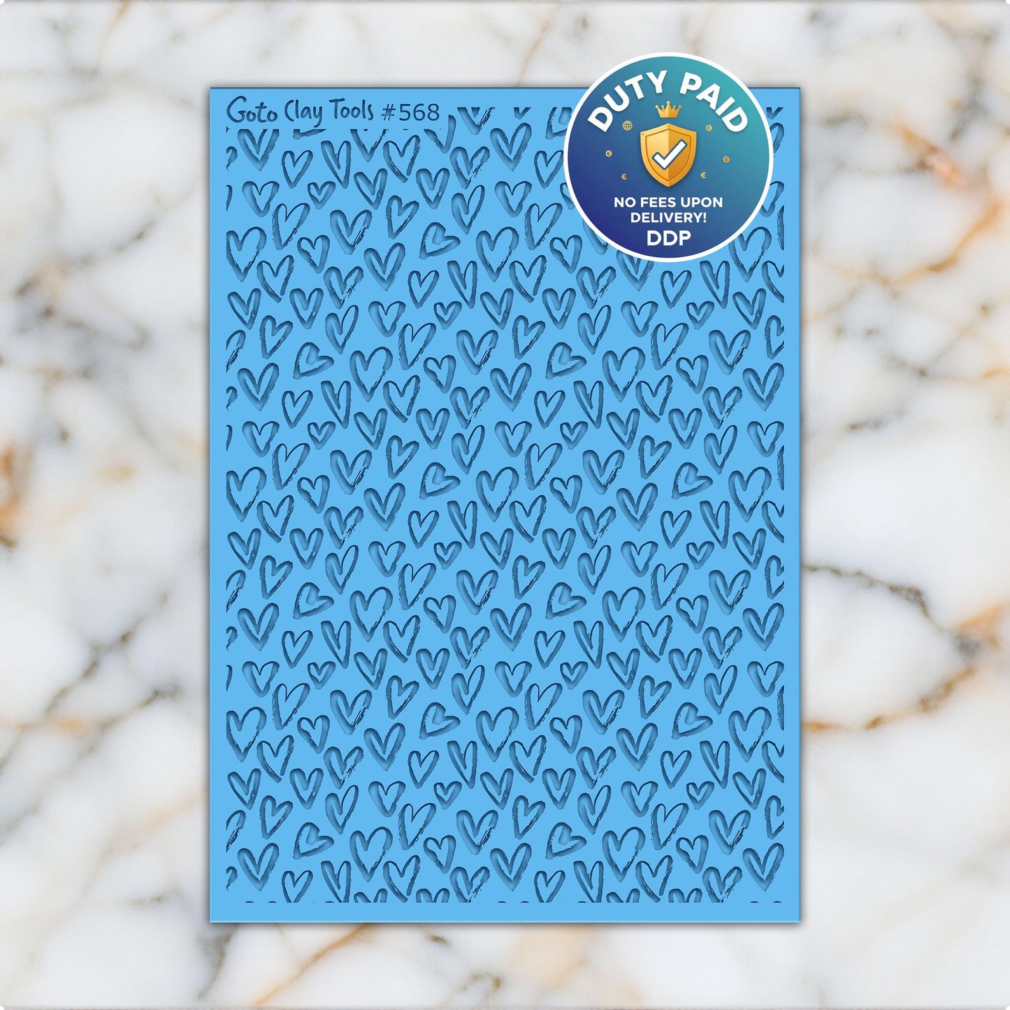 Valentine Heart Rubber Texture Mat for Polymer Clay (74mm X 105mm) #568