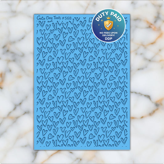 Valentine Heart Rubber Texture Mat for Polymer Clay (74mm X 105mm) #568