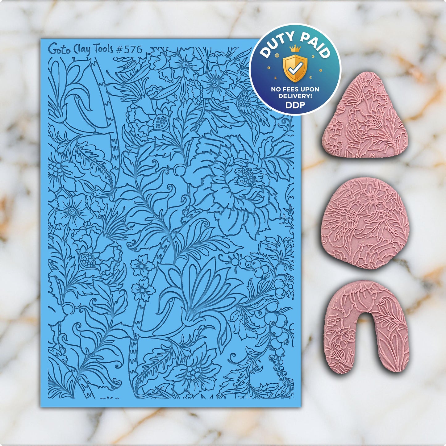 Floral Rubber Texture Mat for Polymer Clay Jewelry (#576)