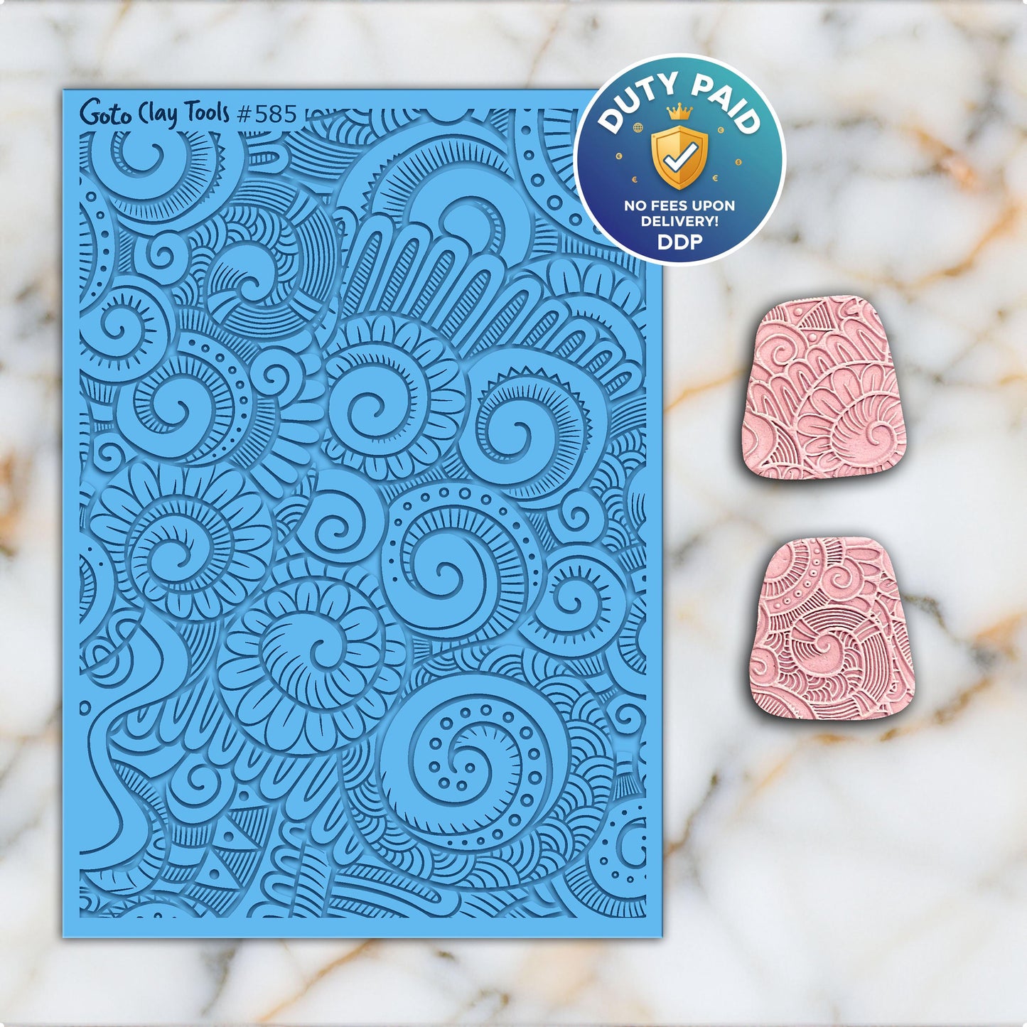 Doodle Rubber Texture Mat for Polymer Clay Jewelry (#585)