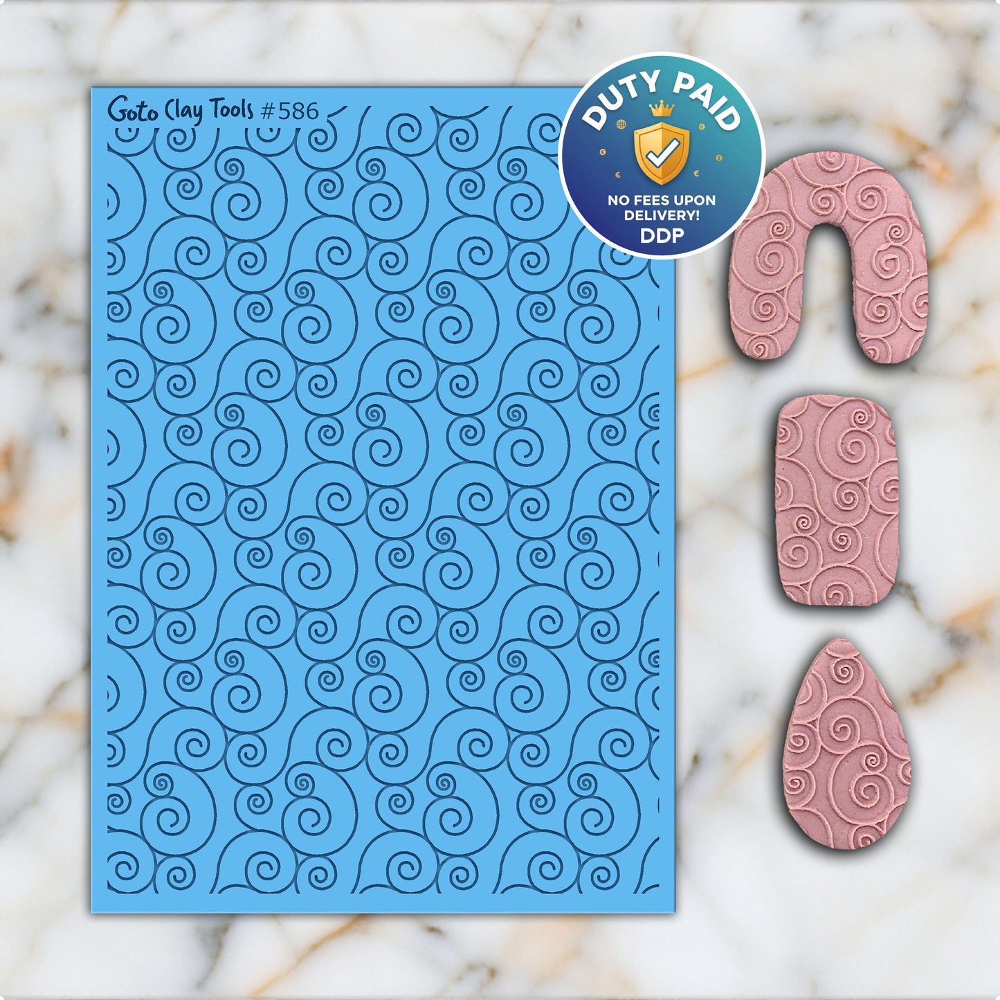 Spiral Texture Mat for Polymer Clay: Rubber Tile Sheet #586