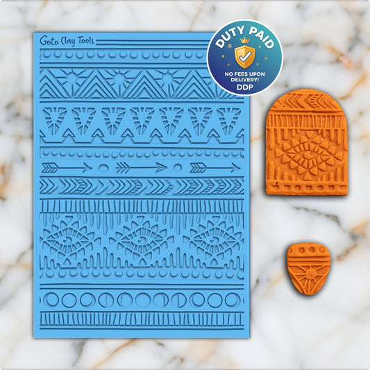 Bohemian Stripes Rubber Texture Mat for Polymer Clay
