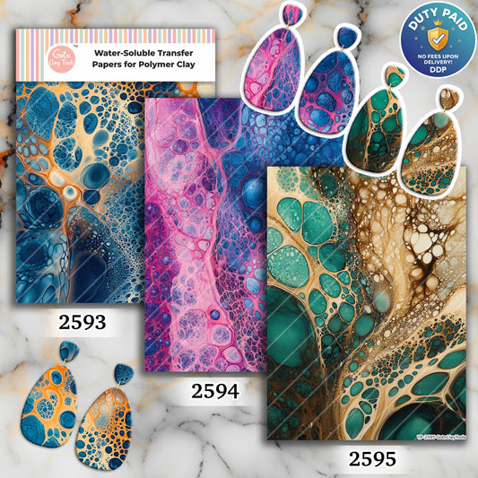 Liquid Cells Transfer paper for polymer Clay Earring Making - Water Soluble Transfer Sheet 4x5.5 in #TP26-12