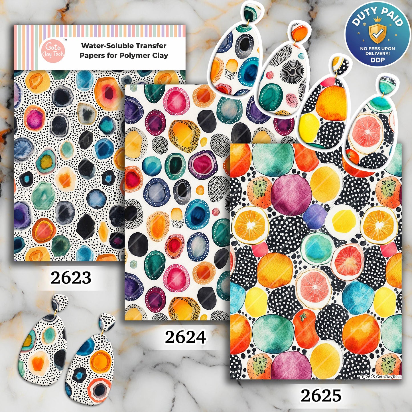 Gemstoen Splash Transfer paper for polymer Clay Earring Making - Water Soluble Transfer Sheet 4x5.5 in #TP26-10