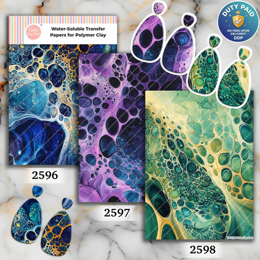 Organic Cells Transfer paper for polymer Clay Earring Making - Water Soluble Transfer Sheet 4x5.5 in #TP26-14