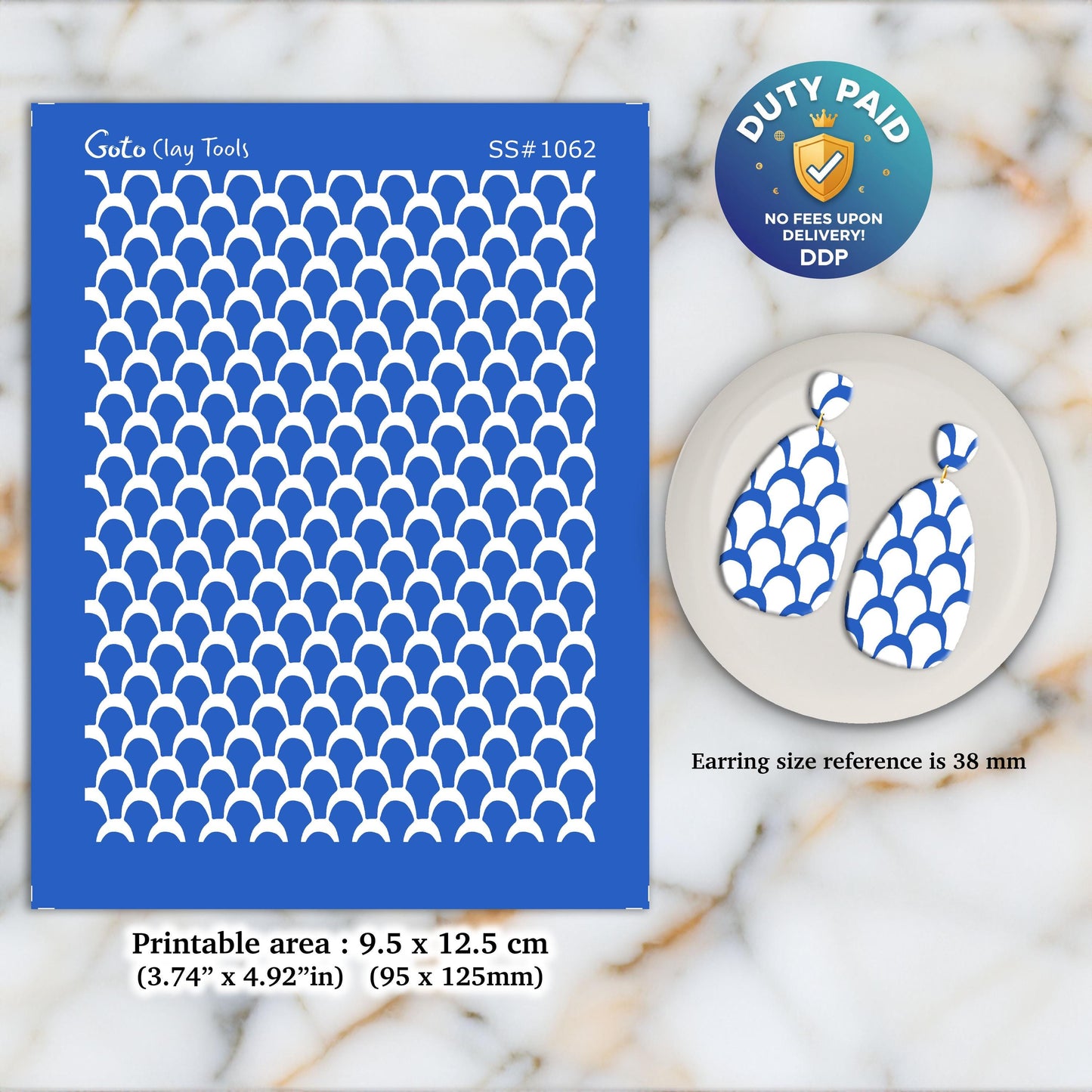 Fish Scale Silkscreen for Polymer Clay Earrings: Clay Stencil (9.5x12.5cm) SS#1062