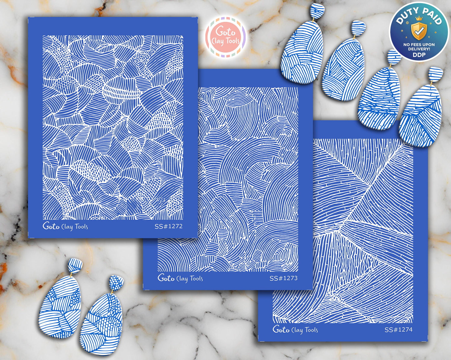 Hand-Drawn Abstract Line Texture Silkscreen for Polymer Clay | Organic Patchwork Pattern | 9.5x12.5 cm Printable #SS26-28