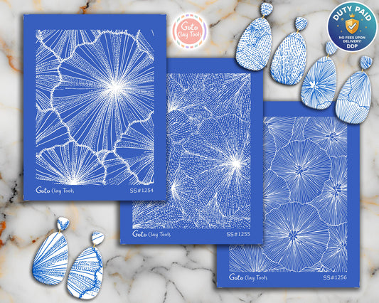 Abstract Floral Burst & Line Texture Silkscreen for Polymer Clay | Organic Petal Pattern | 9.5×12.5 cm #SS26-22