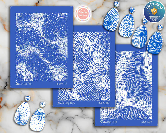 Organic Stipple & Topographic Flow Silkscreen for Polymer Clay | Abstract Dot Texture Print Screen 9.5×12.5 cm #SS26-8