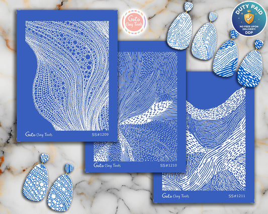 Abstract Organic Flow Silkscreen for Polymer Clay | River Stone & Cellular Texture Print Screen 9.5×12.5 cm #SS26-7