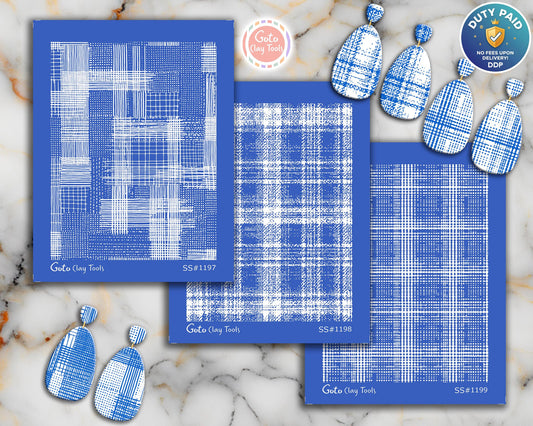 Abstract Plaid Texture Silk Screens for Polymer Clay | Woven Grid Line Pattern | 9.5 x 12.5 cm Printable #SS26-3