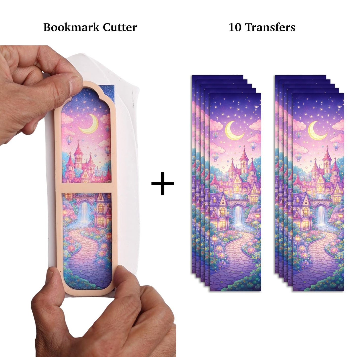 Bookmark Clay Cutter with Magical Town transfer papers